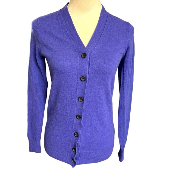 J Crew Sweater Womens Wool Cashmere Boyfriend Purple Button Front Cardig… - Picture 1 of 8